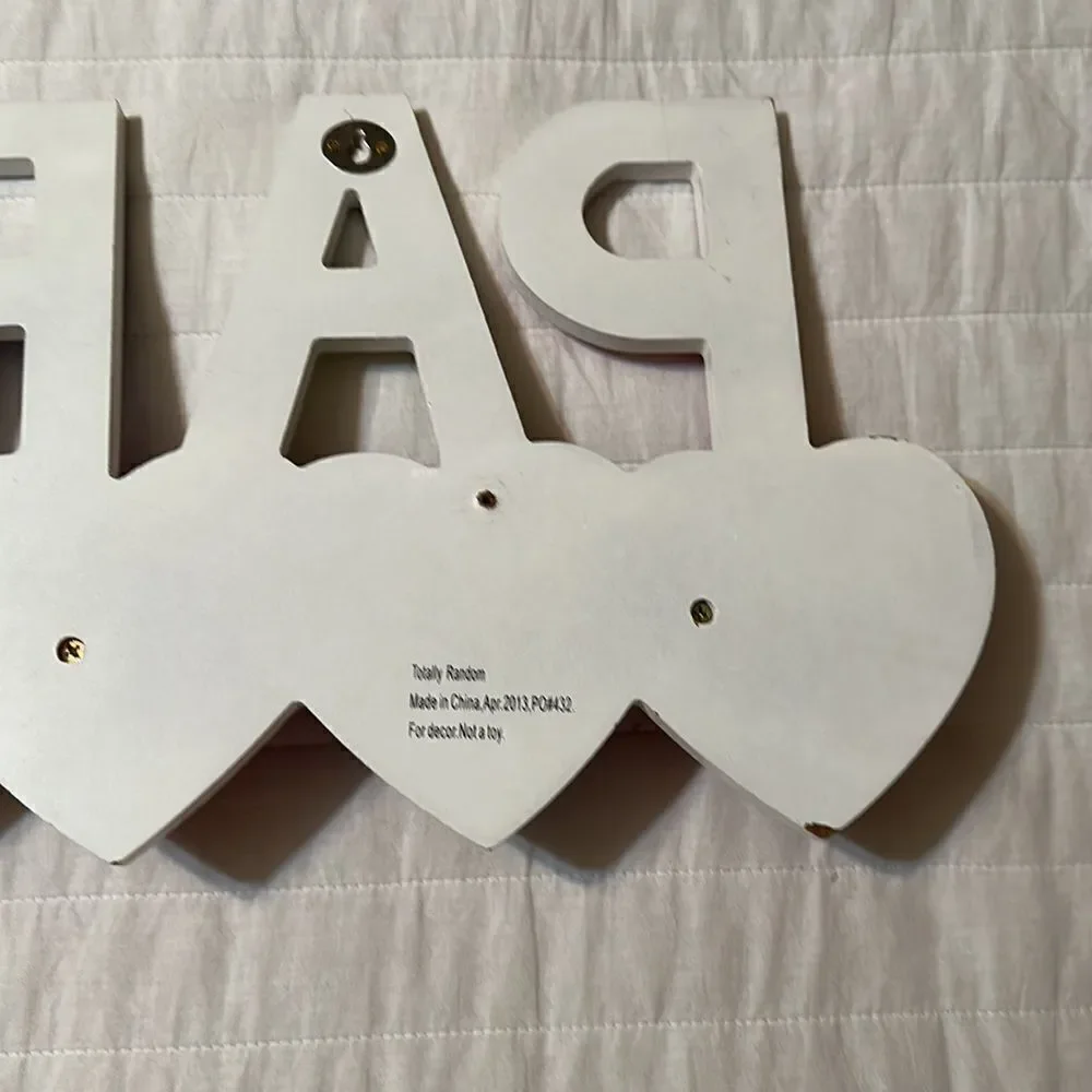 PARIS Love Hearts Multi Girl’s Room Mud Room Bathroom Wooden Hanger Decor